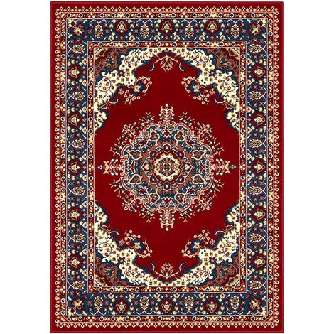 Tappeto economico persiano orientale stile classico, tappeti salotto camera 4480 rosso cm.140x200