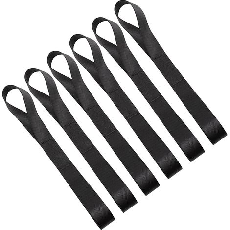 Lot de 6 sangles d'arrimage courtes - 20 x 2,5 cm - Avec passants - Double boucle - 250 kg - Pour transport de moto, sangle d'arrimage, voiture (1/5)