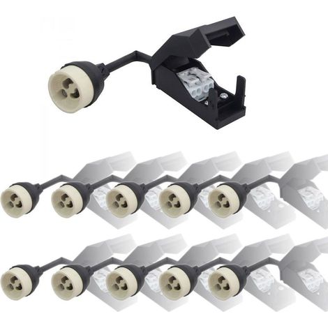 Arum Lighting – Lot de 10 douilles GU10 céramique automatique 230V – Connecteurs sans vis – Norme CE, RoHS, EMC – Pour câblage en parallèle