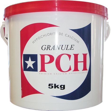 Chlore choc granulé 5kg – Désinfectant chloré pour piscine – Dissolution rapide – Élimination bactéries et algues – PCH
