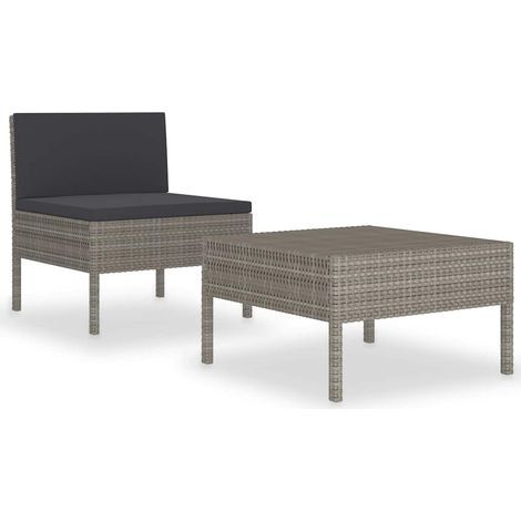 Maison Exclusive - 2-tlg. Garten-Lounge-Set mit Auflagen Poly Rat (1/5)