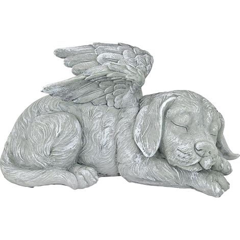 Pierre tombale commémorative pour animaux de compagnie Design Toscano, statue d'ange pour chien, en hommage à une bête. (1/5)