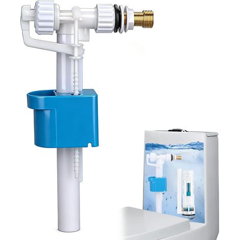 Pièces de rechange universelles pour réservoir de chasse d'eau G3/8" et G1/2" - Raccord en laiton - Vanne flottante pour réservoir de WC, vanne flottante (bleu) (1/5)