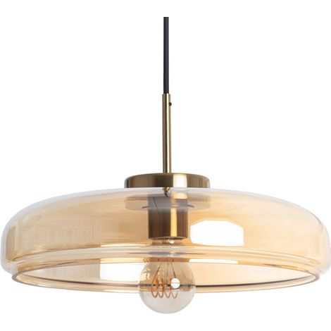 – Suspension cristal Hipo ambre – Verre coloré et métal doré – Ampoule E27 non incluse – Pour ambiance personnalisée (1/5)