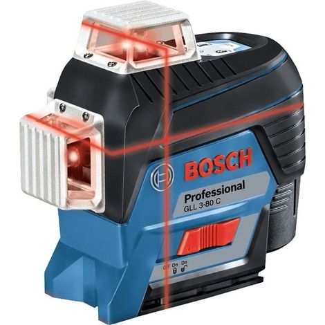 Bosch Linienlaser GLL 3-80 C, mit Batterie, Akku-Adapter, Baustativ, 0601063R01