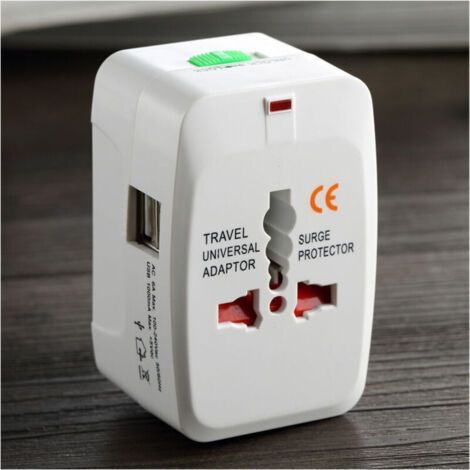 Universal Travel Adapter, Multifunctional Universal Plug Adapter with 2 USB Ports, Compatible with France, US, UK and Australia, Travel Plug Adapter (1/2)