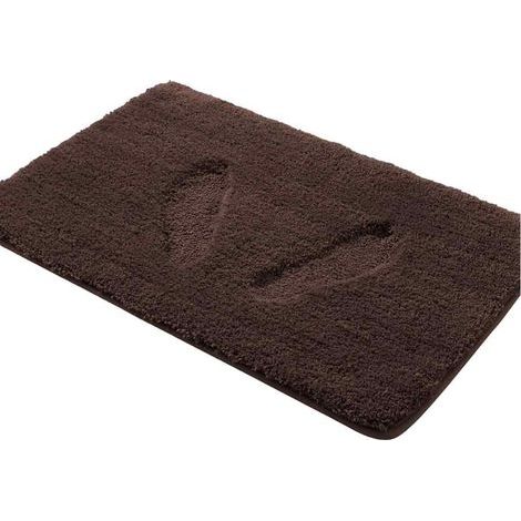 Tapis de bain extra épais 16"x24" - Microfibre douce - Antidérapant - Lavable - Taupe (1/5)