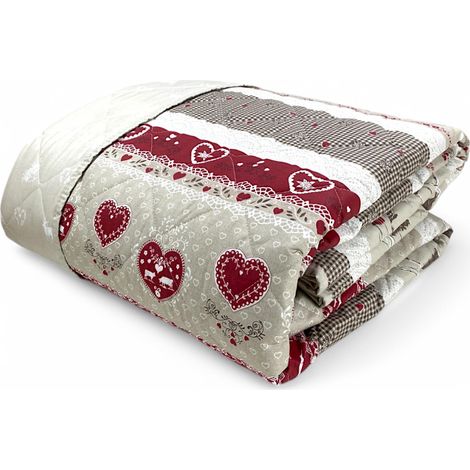 Tex Family – Couvre-lit matelassé tyrolien Valbadia rouge 1 place – 100% coton – Garnissage polyester 200g/m² – Lavable en machine – Made in Italy