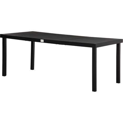 Table de jardin aluminium 8 personnes extérieure patio terrasse noire 190x90x74 cm