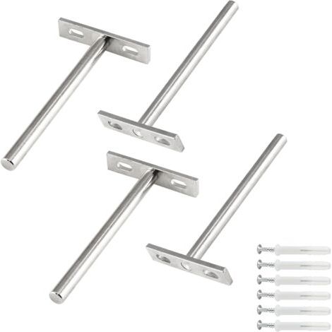 Lot de 4 supports d'étagère flottants de 3 pouces, supports cachés pour étagères flottantes en bois - Vis et chevilles incluses-Étagère murale (1/5)