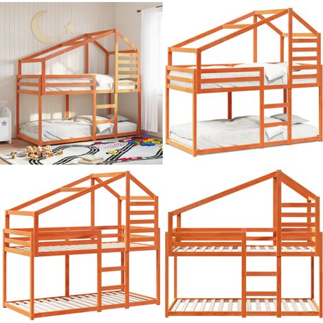 Etagenbett mit Dach Wachsbraun 80x200 cm Massivholz Kiefer - Etagenbett - Kinderbett - Holzbett - Kiefernholzbett - Jugendzimmer - Home & Living (1/5)