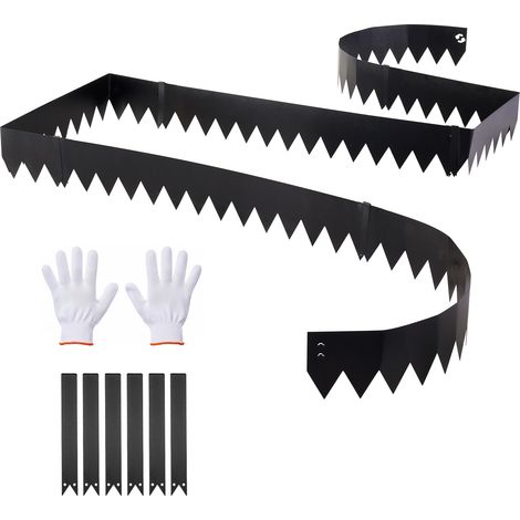 VEVOR Rasenkante 6er-Pack 1016x152 mm, Beeteinfassung mit 6 Befestigungsclips, Rasenbleche aus Verzinktem Stahl, Mähkante, Metall Palisade, Beetumrandung für Blumenbeete & Gartenwege, Schwarz (1/5)