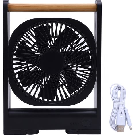 Vent de bureau magnétique Ortviai – 4 vitesses, silencieux, rechargeable, portable avec poignée, noir (1/5)