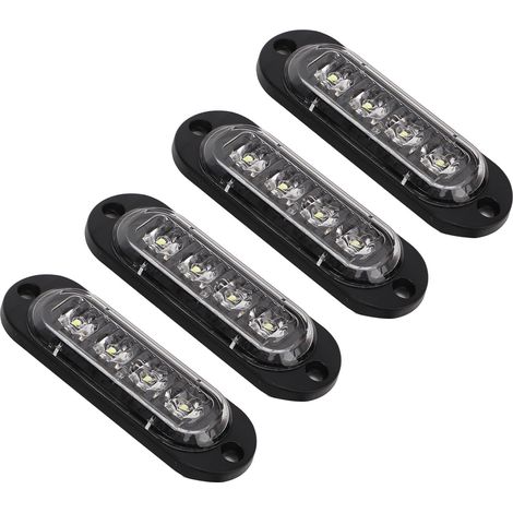 Feux latéraux camion 4 pièces, LED haute luminosité 3000K, étanches IP65, installation facile, clignotants d'urgence 12-24V blanc. (1/5)