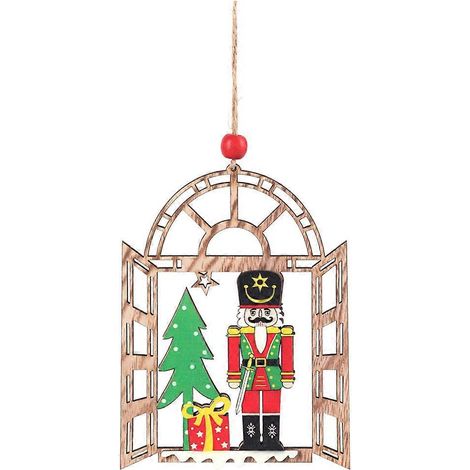Pendentif de Noël en bois Casse-Noisette Soldat à suspendre à la porte (Type B)-1410.50.7cm (1/3)