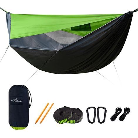Hamac de Camping avec Moustiquaire et Pare-Soleil, Hamac Exterieur avec Sangles d'arbre en Corde de Faîtage, Hamacs Ultraléger Portables pour Camping, Randonnée, Jardin, Voyagesour (1/5)
