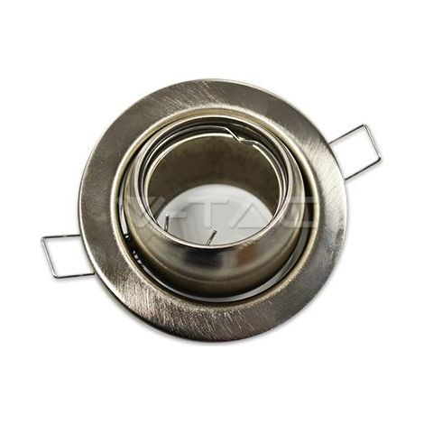 V-TAC Portafaretto LED da Incasso Rotondo GU10 e GU5.3 (MR16) Nichel Satinato Orientabile