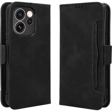 Custodia a libro per Oppo Reno 15 Pro, con scomparto per carte, nera