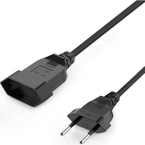 Flaches Verlängerungskabel – 1,5 m – Dünnes schwarzes Kabel – Europäischer Typ-C-Stecker – Für den Innen- und Außenbereich geeignet – Büro/Wohnzimmer (1/5)