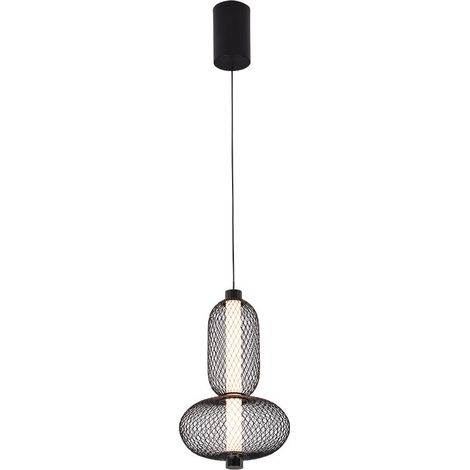 Lampada a sospensione Mimosa, nera, 9W, 4000K, 990lm, dimmerabile, 22x22cm (1/2)