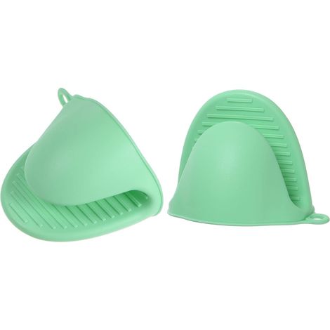 Lot de 2 pinces de cuisson isolantes anti-brûlures - Pinces de cuisson pour four et micro-ondes - Résistantes aux hautes températures - Vert clair (1/5)