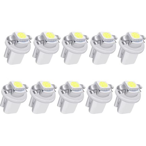 10pcs LED T5 Balnc Ampoules LED B8.5 Tableau de Bord Ampoules 1-5050-SMD pour Voiture Tableau de Bord Compteur de Vitesse Instrument Gauge Cluster Voyant (1/4)
