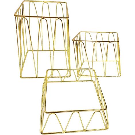 Lot de 3 Supports de Buffet Carrés Dorés - Présentoirs pour Réceptions - PANGIVO (1/2)