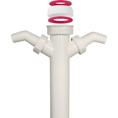 Schläfer 439002Canotto Sifone Scarico Lavello di Bagno, Cucina e Lavanderia, Doppio Attacco per Collegamento Scarico Lavatrice, Lavastoviglie, Tubo Regolabile con Raccordo Universale 1 1/2" e 1 1/4" (1/5)