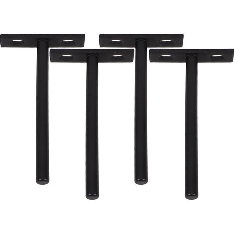 Unomor Lot de 4 supports d étagère flottante en fer noir de (1/5)
