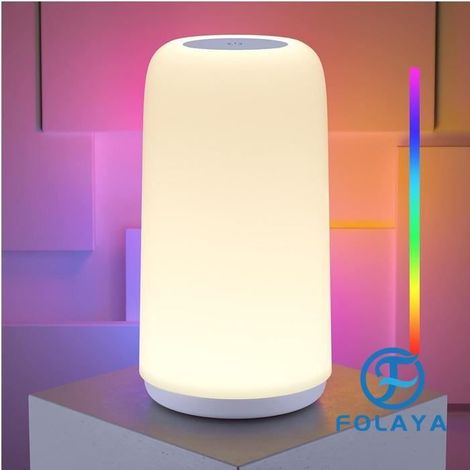 Lampe de Chevet - FOLAYA - RGB - Dimmable - 3 Modes d'Éclairage - Design Épuré (1/4)