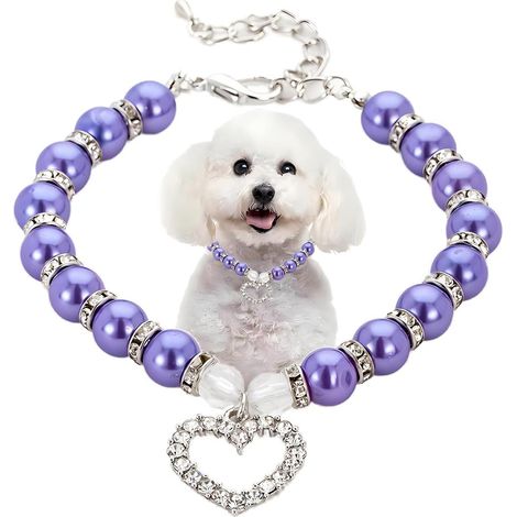 1 collier pour chat, pendentif cœur strass cristal, violet, 10,1 x 10,1 x 2 cm, 0,03 kg, bijou scintillant pour chaton (1/5)