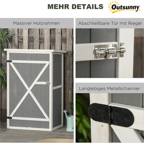Cabane de jardin abri rangement étagères bois sapin noir gris blanc 75x56x115 cm (1/5)