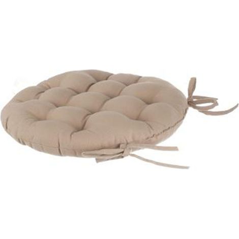 Lot de 4 galettes de chaise ronde en coton coloris LIN - Diamètre 38 cm