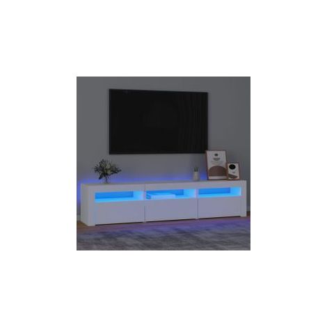 Meuble TV avec lumières LED Blanc 180x35x40 (1/5)