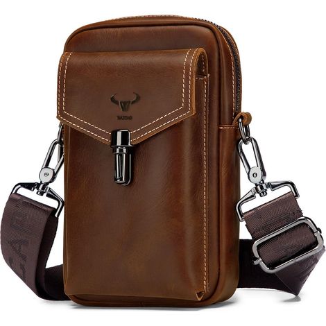 Marsupio da uomo in pelle, marsupio per cellulare con passante, borsa da cintura da uomo, borsa multiuso (1/5)