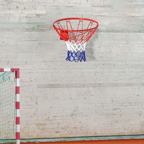 Panier de basket, anneau de basketball avec filet, suspendu mural intérieur et extérieur, rouge (1/3)