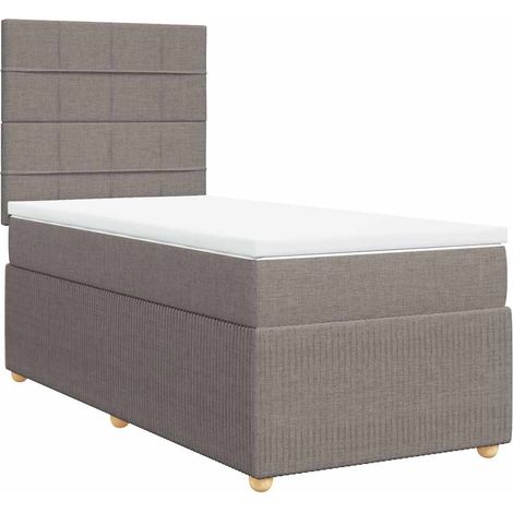 Sommier à lattes de lit avec matelas Taupe 100x200 cm Tissu vidaXL (1/5)