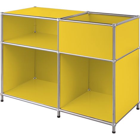 Metallregal Concept Epure MK-030 Standregal mit 3 Ablagen & Stauraumfach Gelb