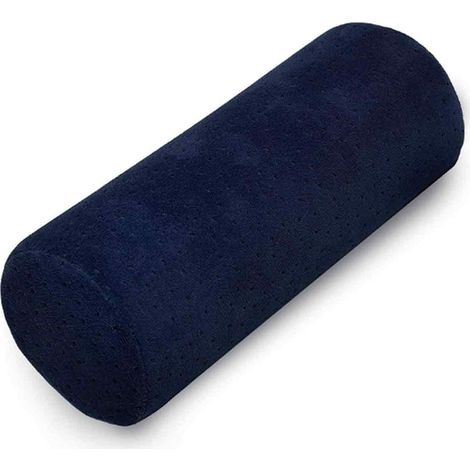 Coussin traversin rond de santé avec housse amovible et lavable Idéal pour le soutien de la colonne vertébrale et de la nuque, bleu marine (1/5)
