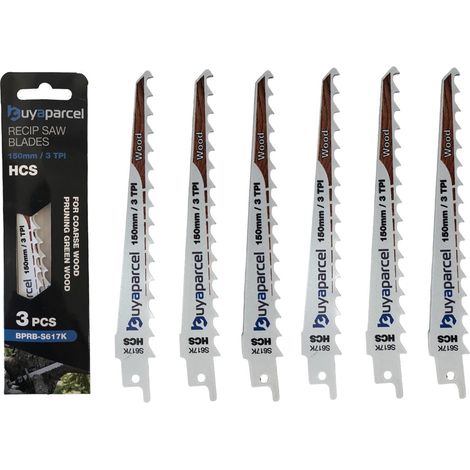 Reciprocating Sabre Saw Blades S617K 150mm 6"" 3 TPI HCS For Wood Pruning x6 (1/5)
