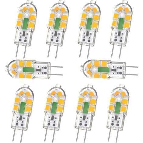G4 Light Bulb, G4 LED Light Bulb, 2W, 200lm, Equivalent to 20W G4 Halogen Bulb, 3000K Warm White, 12V AC/DC, Flicker-Free, Non-Dimmable, Pack of 10 (1/4)