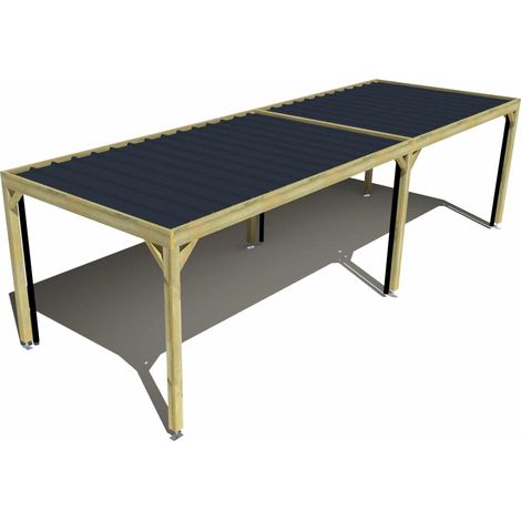 Carport bois • 9m x 3m • indépendante • sens largeur • livraison comprise