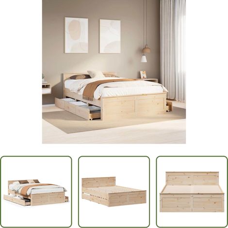vidaXL Sommier à lattes - Cadre de lit sans matelas avec tête de lit 140x190cm pin massif (1/5)