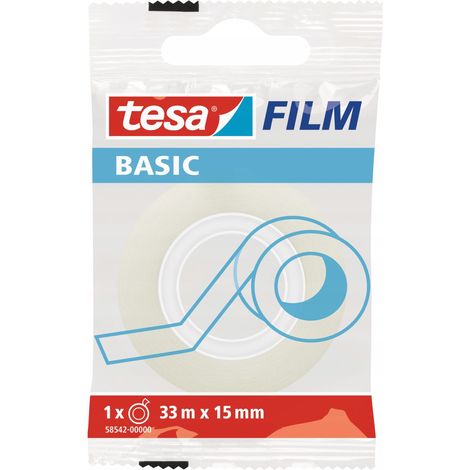 Tesa Basic Selbstklebendes Büro- und Schulklebeband 33 m x 15 mm (1/2)