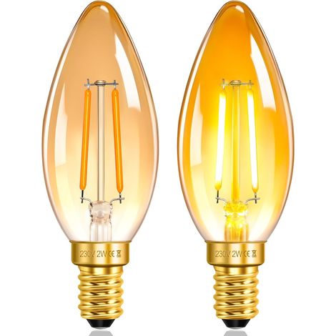 Ampoule LED Filament Bougie E14 Vintage Ambree 2W 230V (1/5)
