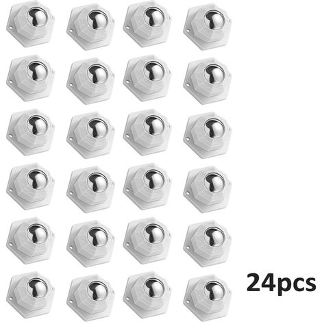 Lot de 24 petites roulettes, mini-roulettes pour meubles, mini-roulettes auto-adhésives pivotantes à 360°, poulie mobile, roue rotative à bille de transfert (1/5)