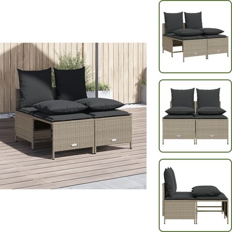 4-tlg. Garten-Sofagarnitur mit Kissen Hellgrau Poly Rattan - Gartensorte - Gartenmöbelset - Outdoor Lounge - Rattan Gartenmöbel - Gartenlounge (1/5)
