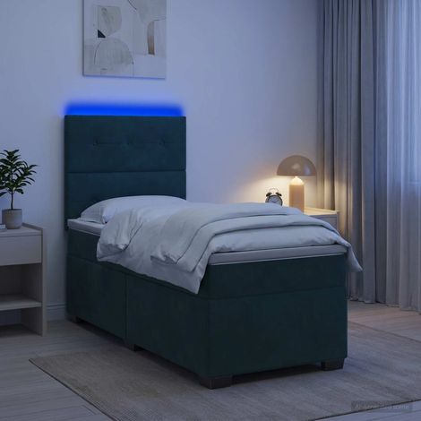vidaXL Lit boxspring avec matelas Vert foncé 90 x 200 cm Velours (1/5)