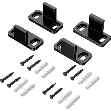 2 pares, Tope, Guía inferior para puerta corredera, Soporte ajustable en forma de L, Guía inferior para puerta corredera, Negro (1/5)