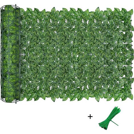 Sinbinta – Clôture artificielle de feuilles de lierre 300x100cm – Écran de jardin décoratif – Plastique de haute qualité – Facile à entretenir